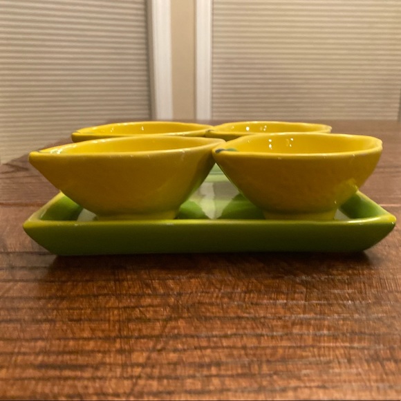 Small Lemon Ceramic Bowls & Ceramic Square Green Tray, Farmhouse Lemons Bowls - Picture 7 of 16